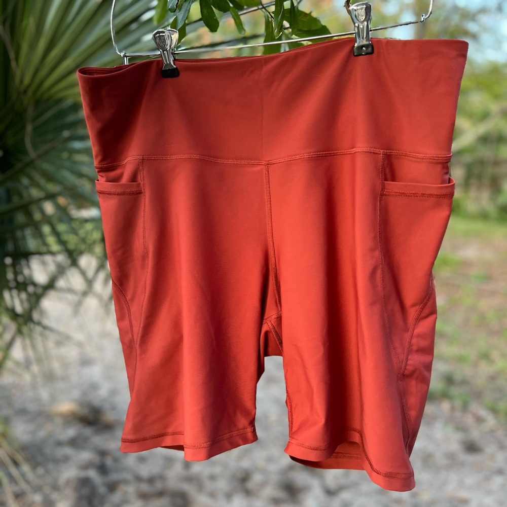 Old Navy Powersoft High-Rise Go-Dry Bike Shorts Burnt Orange 2X